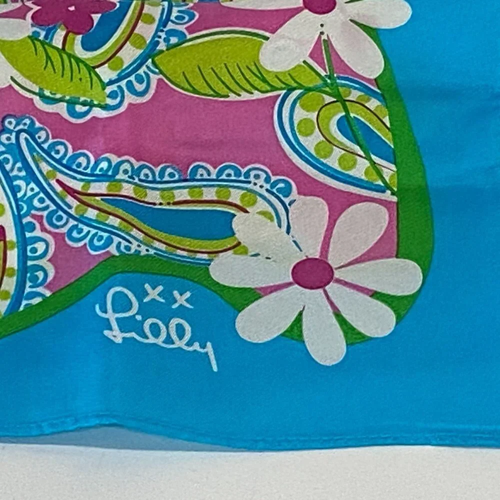 Lilly Pulitzer Ford 2004 100% Silk Scarf Wrap Breast Cancer Rectangular New